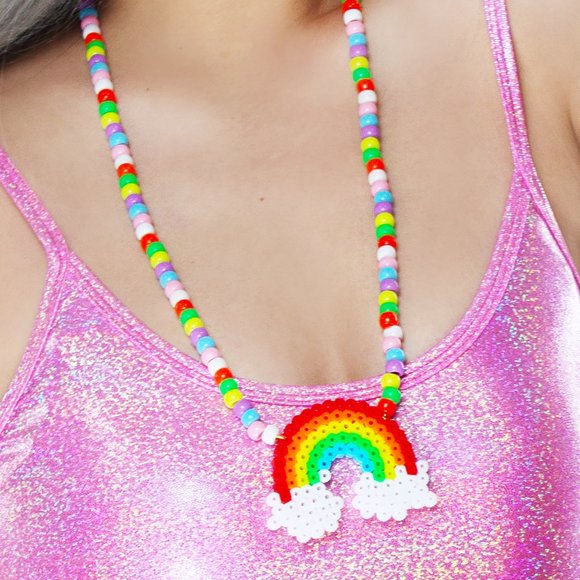 LASR Taste the Rainbow Rave Kandi Necklace - Picture 1 of 5